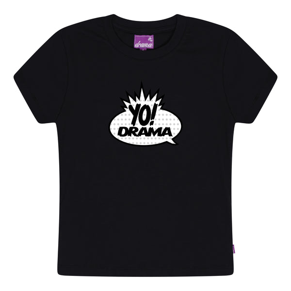 YO! WOMENS BABY TEE (BLACK)
