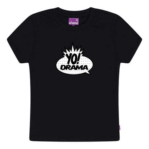 YO! WOMENS BABY TEE (BLACK)